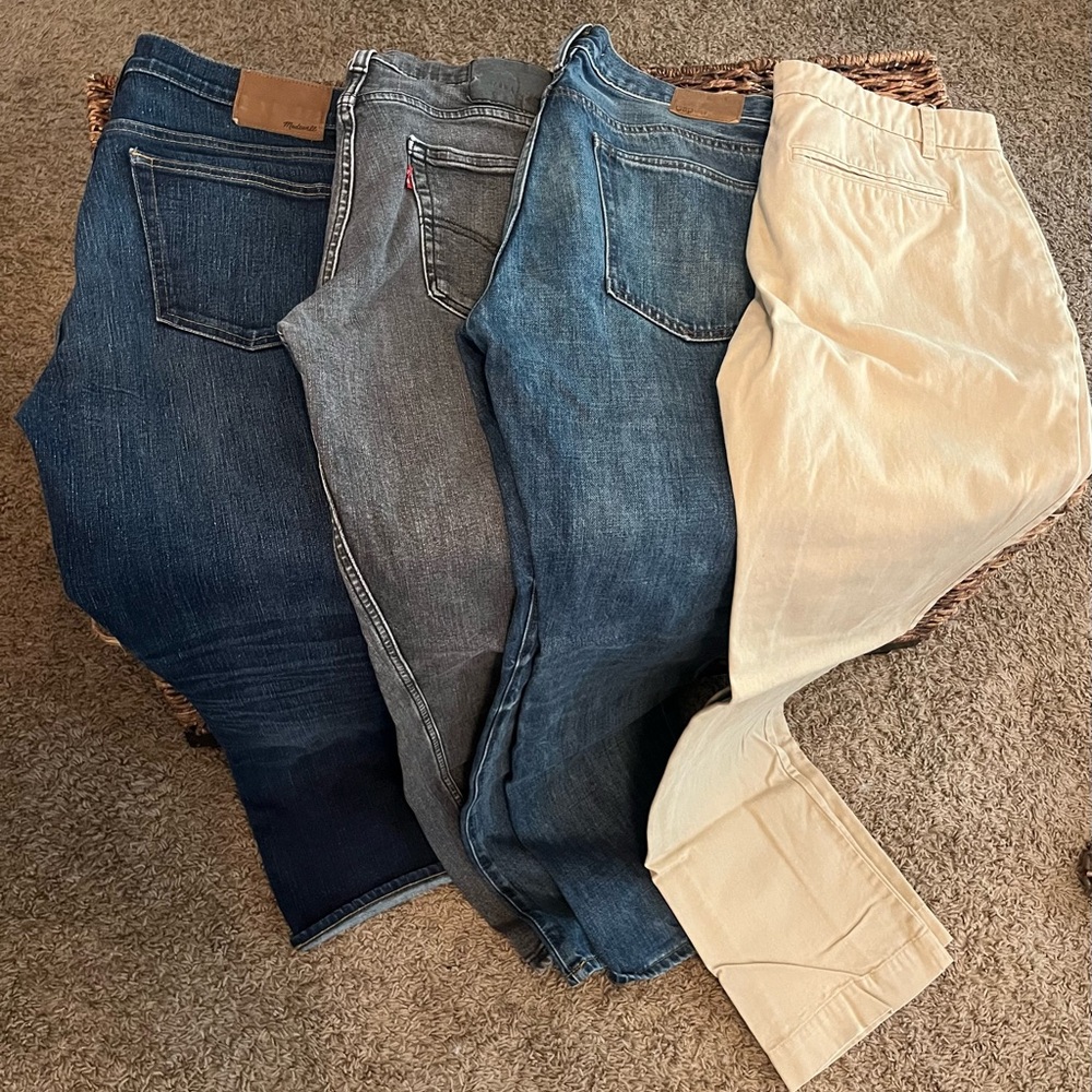 Men’s Jeans Collection - Blue, Gray, Tan Madewell, Levi’s, Gap, J Press